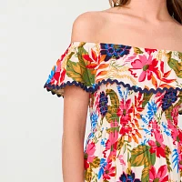 Sam And Jess Womens Short Sleeve Floral Maxi Dress