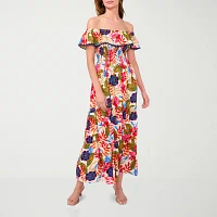 Sam And Jess Womens Short Sleeve Floral Maxi Dress