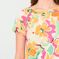 MSK Womens Short Sleeve Floral Shift Dress
