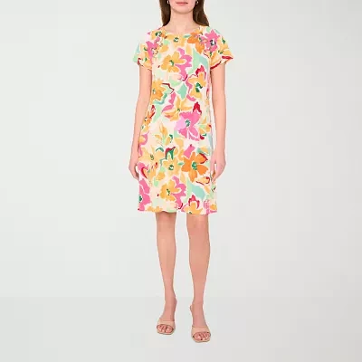 MSK Womens Short Sleeve Floral Shift Dress