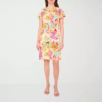 MSK Womens Short Sleeve Floral Shift Dress