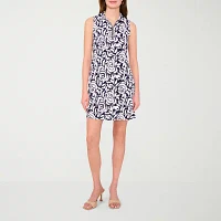MSK Womens Sleeveless Floral Shift Dress