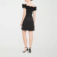 Clover And Sloane Womens Off The Shoulder Short Sleeve Sheath Dress