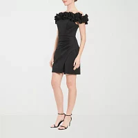Clover And Sloane Womens Off The Shoulder Short Sleeve Sheath Dress