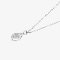 Womens 1/ CT. T.W. Natural White Diamond Sterling Silver Pear Pendant Necklace