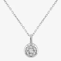 Womens 1/6 CT. T.W. Mined White Diamond Sterling Silver Round Pendant Necklace