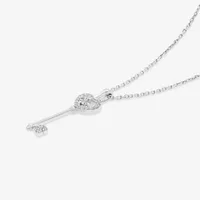 Womens 1/10 CT. T.W. Natural White Diamond Sterling Silver Keys Pendant Necklace