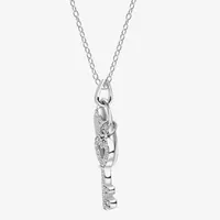 Lock And Key Womens 1/10 CT. T.W. Natural White Diamond Sterling Silver Keys Pendant Necklace