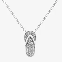 Flip Flop Womens 1/10 CT. T.W. Natural White Diamond Sterling Silver Pendant Necklace