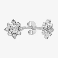 1/6 CT. T.W. Natural White Diamond Sterling Silver 7.4mm Flower Stud Earrings