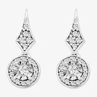 1/ CT. T.W. Natural White Diamond Sterling Silver Drop Earrings