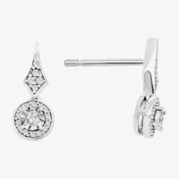 1/ CT. T.W. Natural White Diamond Sterling Silver Drop Earrings