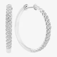 1/4 CT. T.W. Natural White Diamond Sterling Silver 25.3mm Hoop Earrings