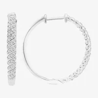 1/4 CT. T.W. Mined White Diamond Sterling Silver 25.3mm Hoop Earrings