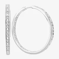 1/4 CT. T.W. Natural White Diamond Sterling Silver 27.5mm Hoop Earrings