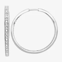 1/4 CT. T.W. Natural White Diamond Sterling Silver 27.5mm Hoop Earrings