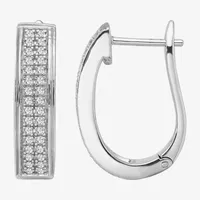 1/3 CT. T.W. Natural White Diamond Sterling Silver 21.2mm Hoop Earrings