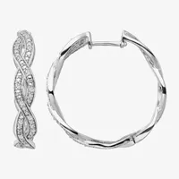 1/4 CT. T.W. Natural White Diamond Sterling Silver 28.2mm Hoop Earrings