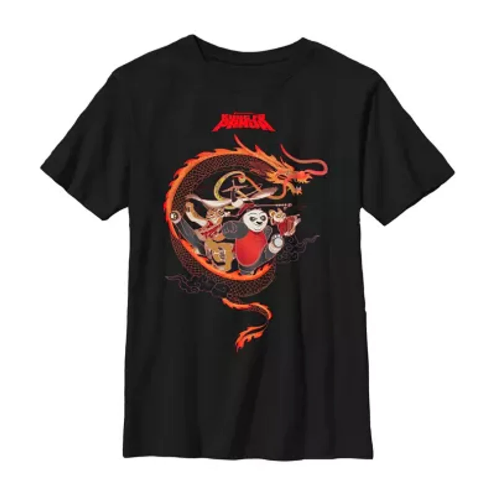 Little & Big Boys Kung Fu Panda Crew Neck Short Sleeve Graphic T-Shirt