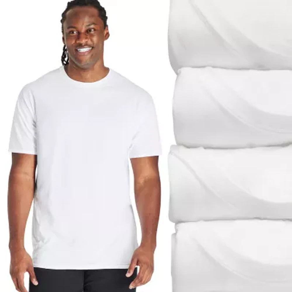 Hanes Mens 4 Pack Short Sleeve Crew Neck Moisture Wicking T-Shirt Tall