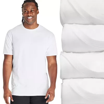 Hanes Mens 4 Pack Short Sleeve Crew Neck Moisture Wicking T-Shirt Tall