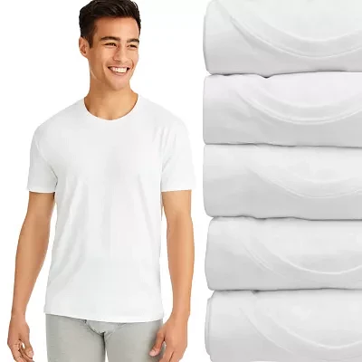 Hanes Comfort Fit Cotton Stretch Bonus Pack Mens 5 Short Sleeve Crew Neck Moisture Wicking T-Shirt