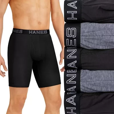 Hanes Ultimate Comfort Flex Fit Total Support Pouch Bonus Pack Mens 5 Long Leg Boxer Briefs