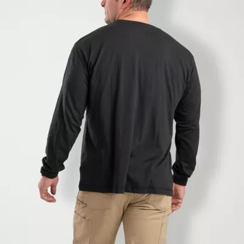 Berne Performance Big and Tall Mens Crew Neck Long Sleeve Moisture Wicking Pocket T-Shirt