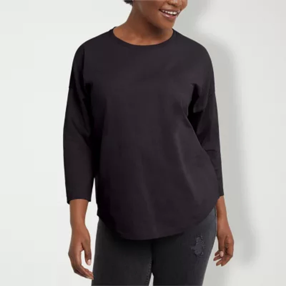 Hanes Womens Crew Neck Long Sleeve T-Shirt