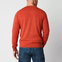 St. John's Bay Fine Gauge Mens V Neck Long Sleeve Pullover Sweater
