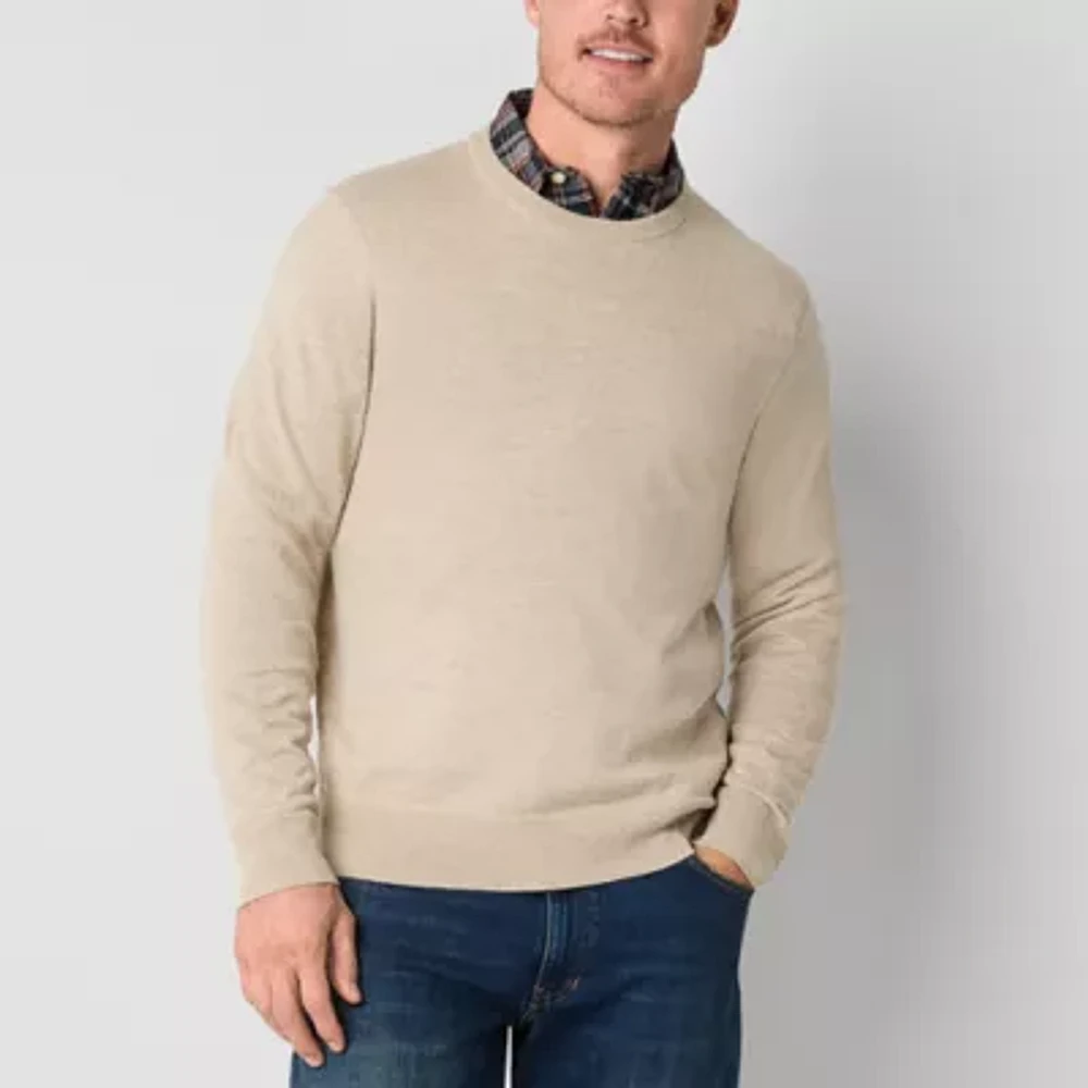 St. John's Bay Fine Gauge Mens Crew Neck Long Sleeve Pullover Sweater