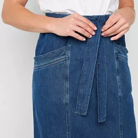 St. John's Bay Womens High Rise Midi Denim Skirt