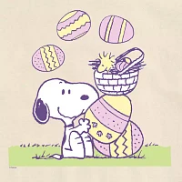 Juniors Womens Crew Neck Short Sleeve Peanuts Snoopy Graphic T-Shirt