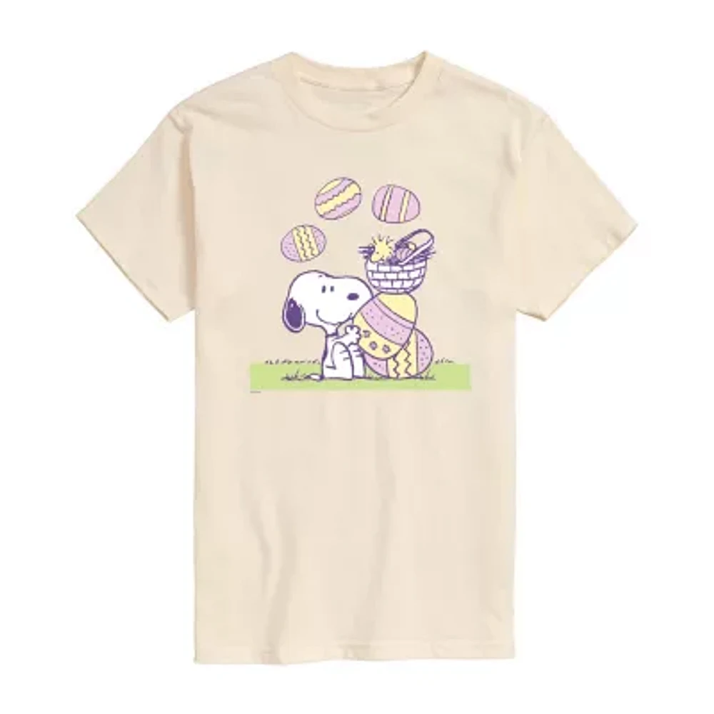 Juniors Womens Crew Neck Short Sleeve Peanuts Snoopy Graphic T-Shirt