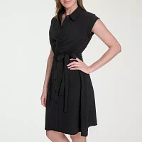 Marc New York Womens Short Sleeve Fit + Flare Dress
