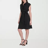 Marc New York Womens Short Sleeve Fit + Flare Dress