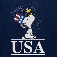 Little & Big Boys Snoopy Americana Crew Neck Short Sleeve Peanuts Graphic T-Shirt