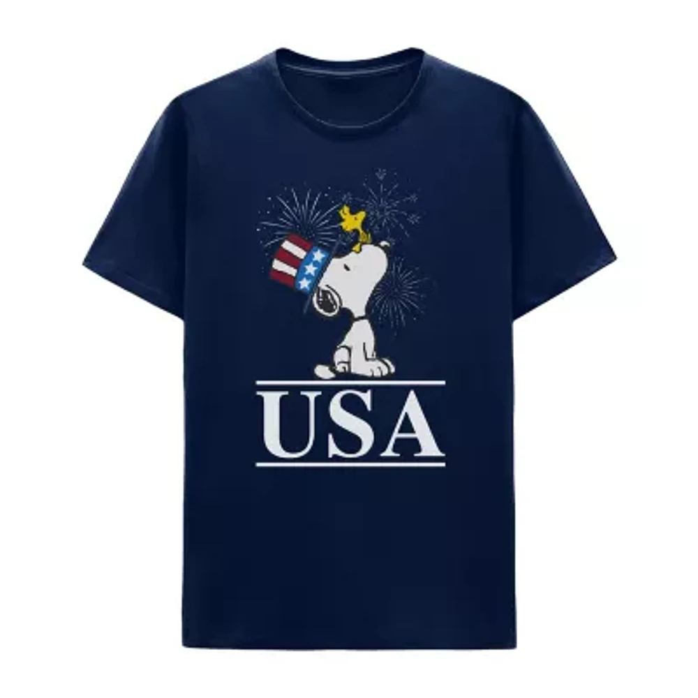 Little & Big Boys Snoopy Americana Crew Neck Short Sleeve Peanuts Graphic T-Shirt
