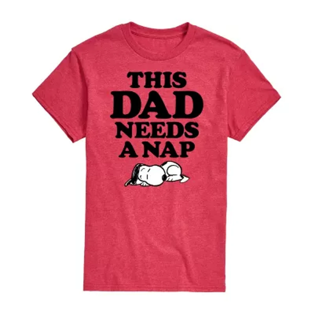 Mens Short Sleeve Peanuts Dad Nap Graphic T-Shirt