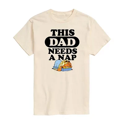 Mens Short Sleeve Garfield Dad Nap Graphic T-Shirt