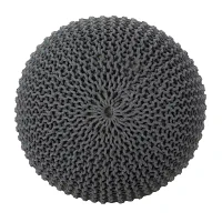 Nahunta Modern Knitted Cotton Pouf Ottoman