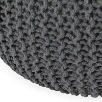 Nahunta Modern Knitted Cotton Pouf Ottoman