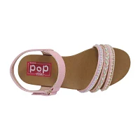 Pop Aiza Little & Big  Girls Adjustable Strap Footbed Sandals