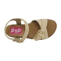 Pop Ainara Little & Big  Girls Adjustable Strap Footbed Sandals