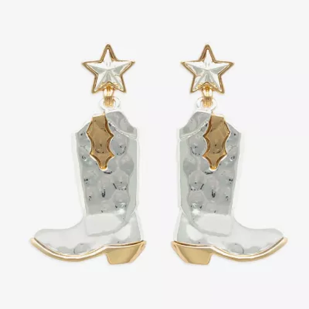 Bijoux Bar Two Tone Boots Womens Drop Earrings