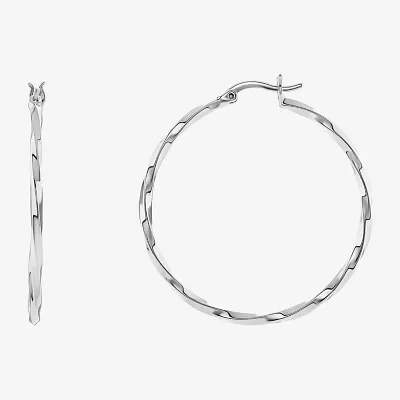 Silver Reflections Womens 40mm Hoop Earrings