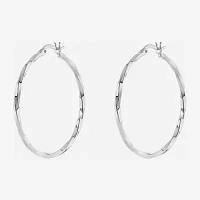 Silver Reflections Womens 40mm Hoop Earrings