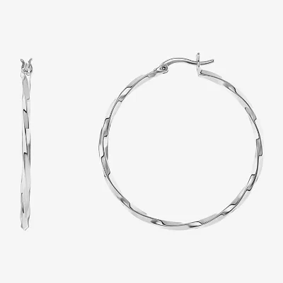 Silver Reflections Womens 60mm Hoop Earrings