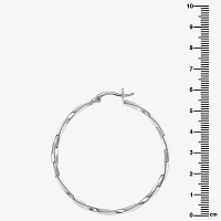 Silver Reflections Womens 60mm Hoop Earrings