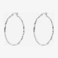 Silver Reflections Womens 60mm Hoop Earrings